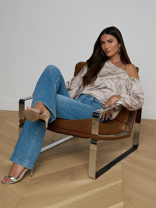 L'Agence Asami Chain One-Shoulder Blouse