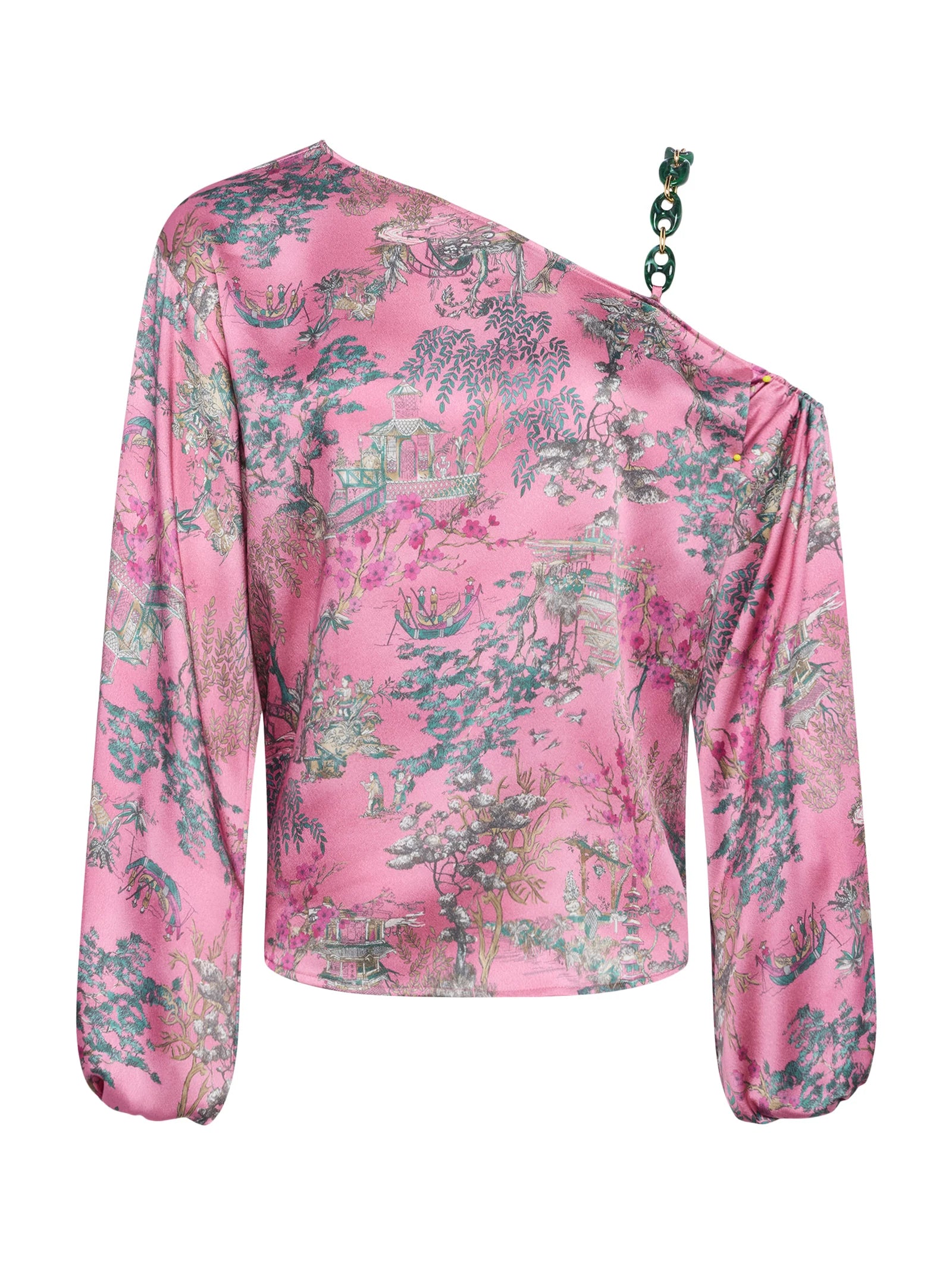 L'Agence Asami Chain One-Shoulder Blouse