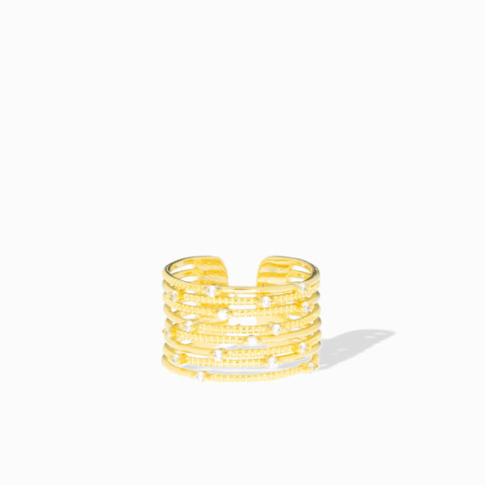 Marlyn Schiff Multi Layer Pavé Adjustable Ring Stack