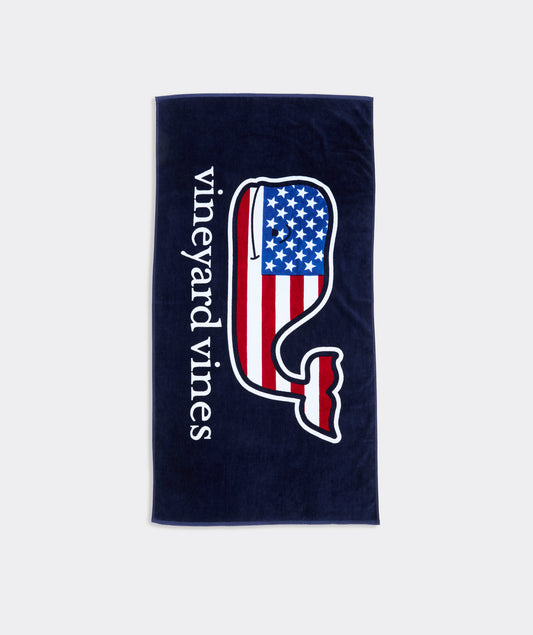 Vineyard Vines American Flag Whale Beach Towel