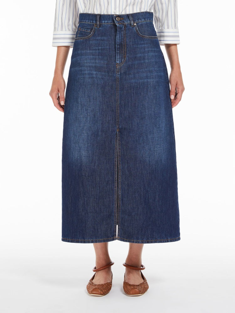 Max Mara Gelda Cotton Denim and Linen Skirt Puritan Cape Cod