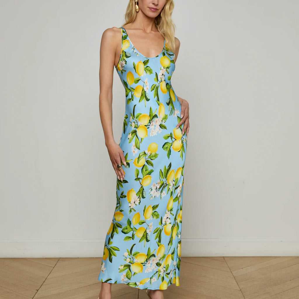 L'Agence Akiya Satin Maxi Dress