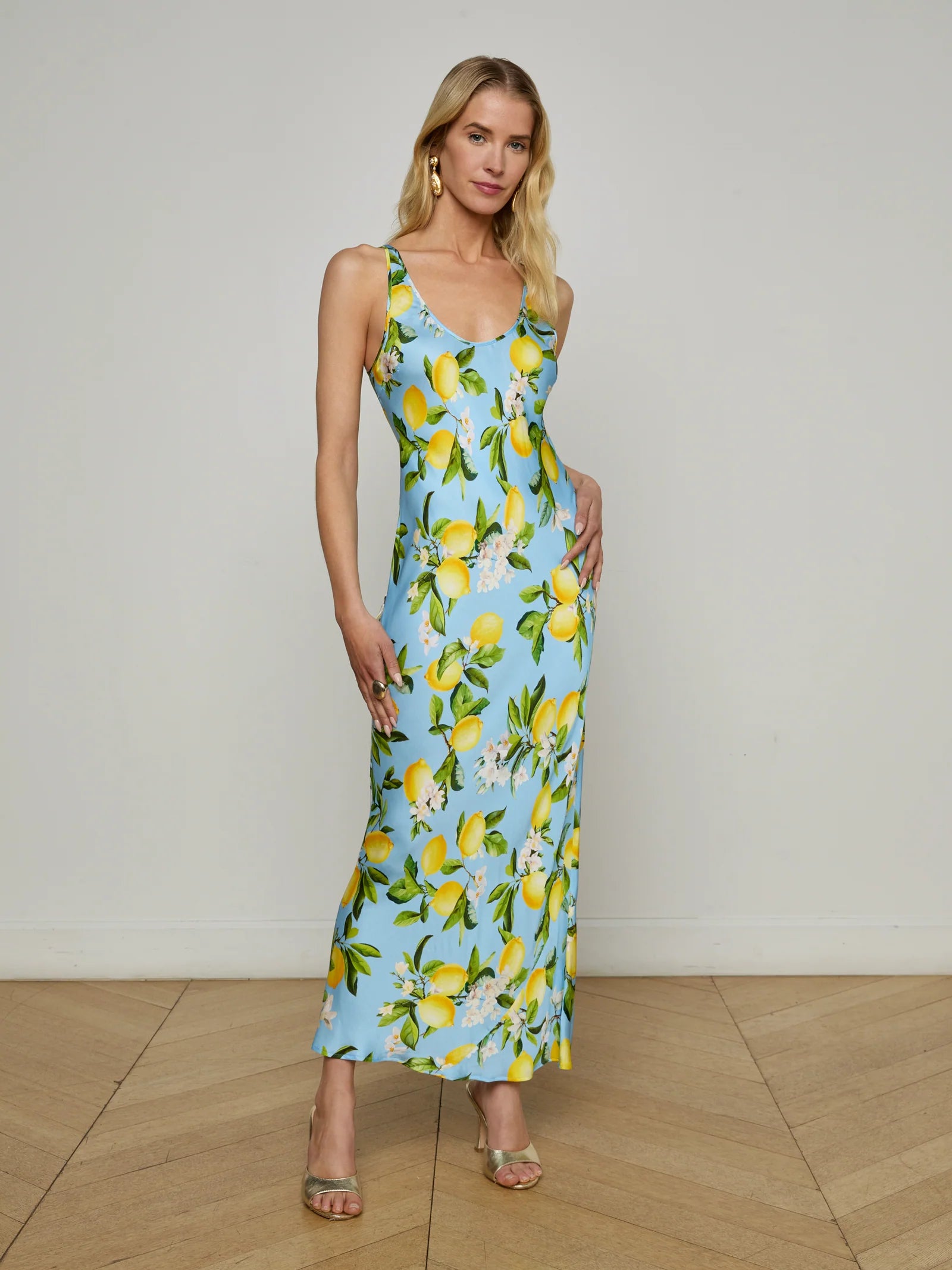 L'Agence Akiya Satin Maxi Dress