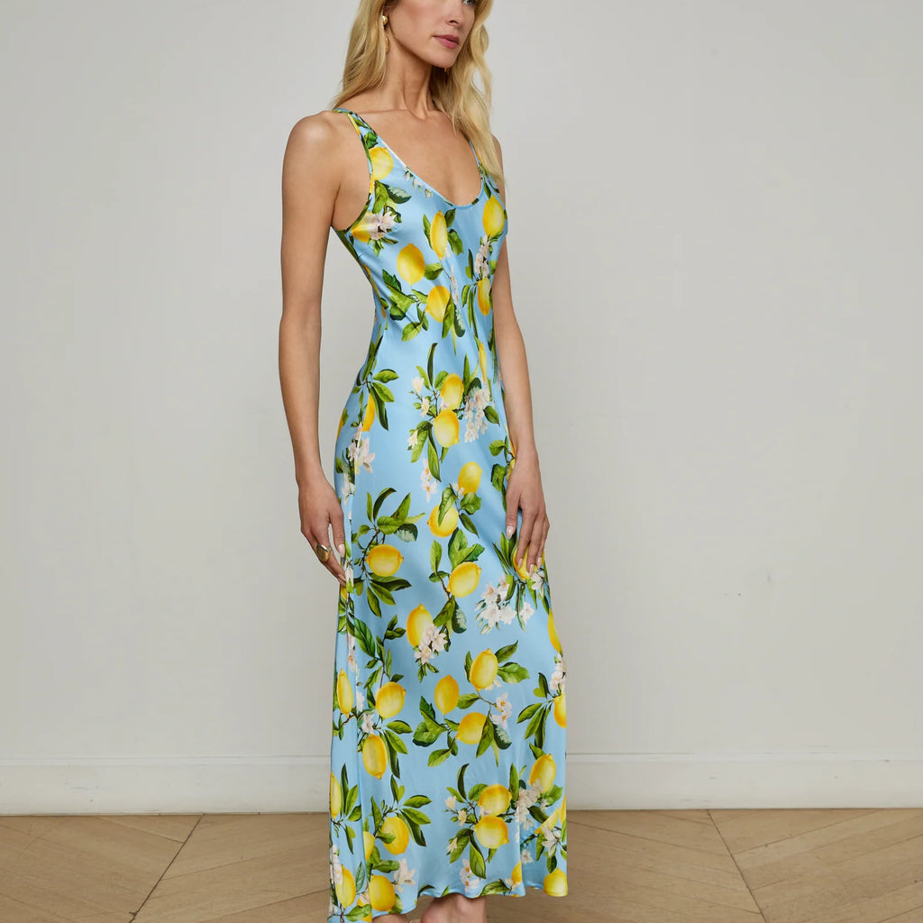 L'Agence Akiya Satin Maxi Dress