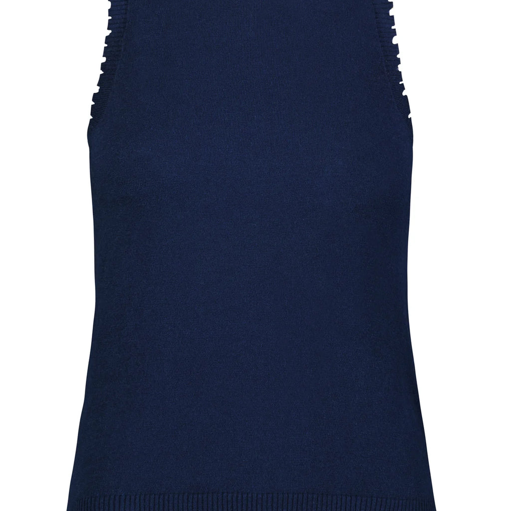 Minnie Rose Cotton Cashmere Frayed Tank