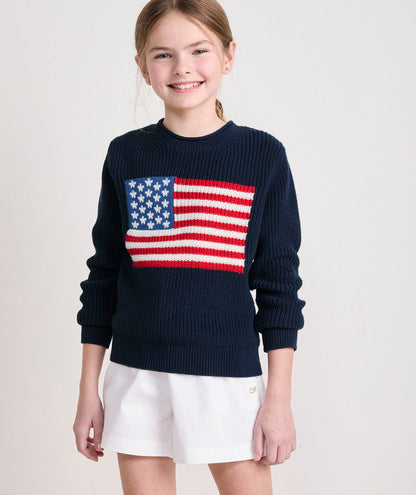 Vineyard Vines Girls' Cotton Americana Rollneck Sweater
