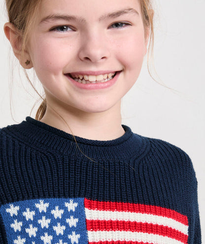 Vineyard Vines Girls' Cotton Americana Rollneck Sweater