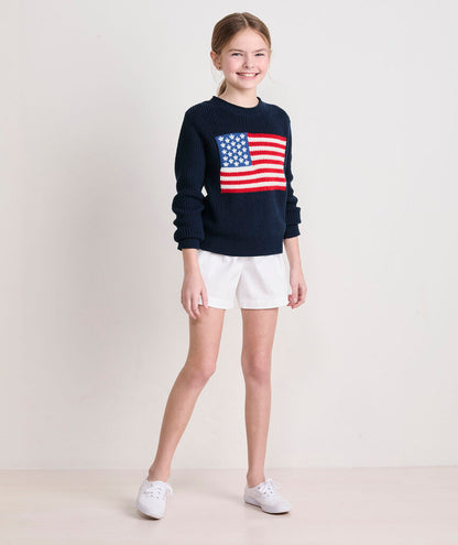 Vineyard Vines Girls' Cotton Americana Rollneck Sweater