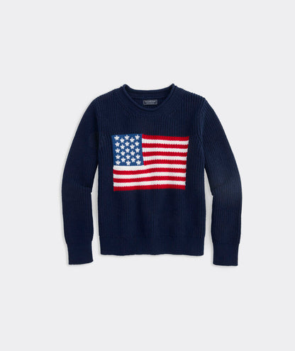 Vineyard Vines Girls' Cotton Americana Rollneck Sweater
