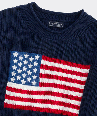Vineyard Vines Girls' Cotton Americana Rollneck Sweater