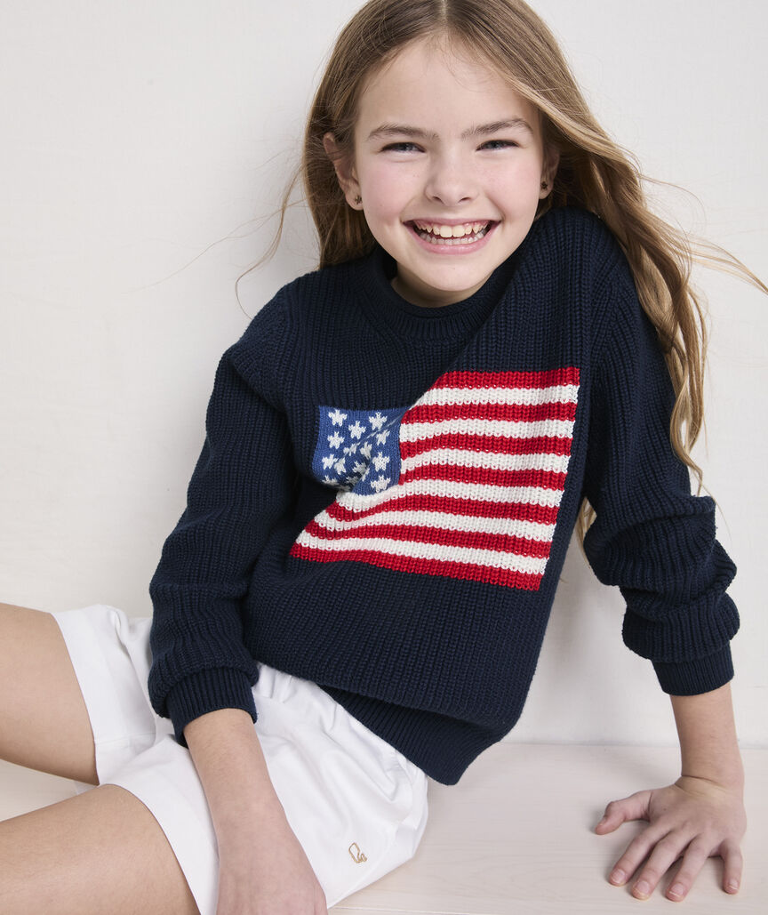 Vineyard Vines Girls' Cotton Americana Rollneck Sweater