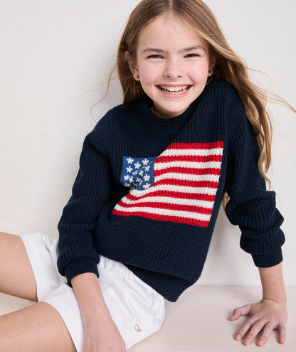 Vineyard Vines Girls' Cotton Americana Rollneck Sweater