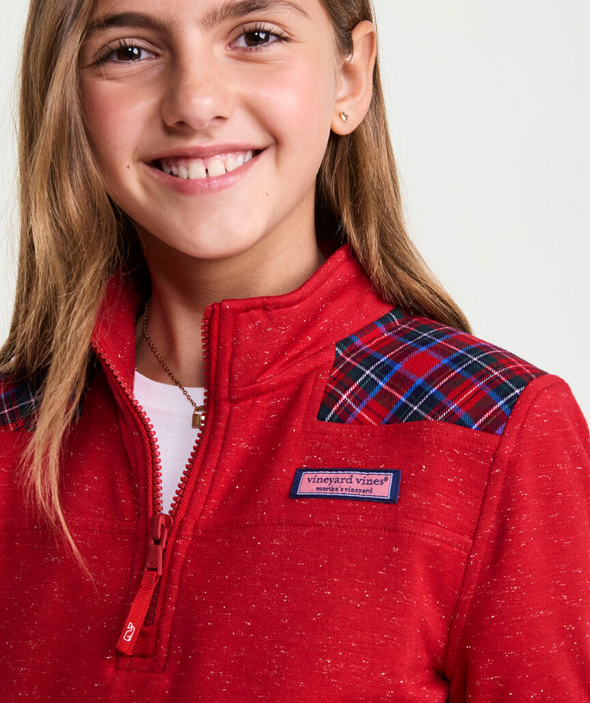 Vineyard Vines Girls' Tartan Shimmer Dreamcloth® Shep Shirt®