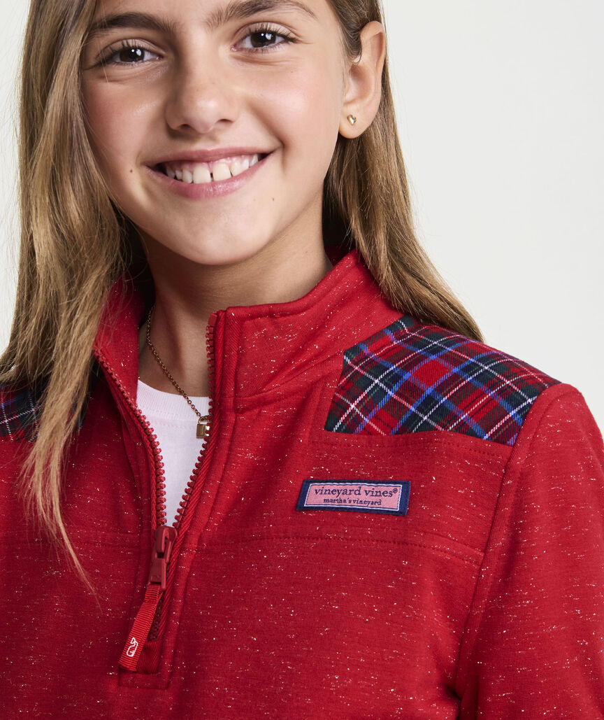 Vineyard Vines Girls' Tartan Shimmer Dreamcloth® Shep Shirt®