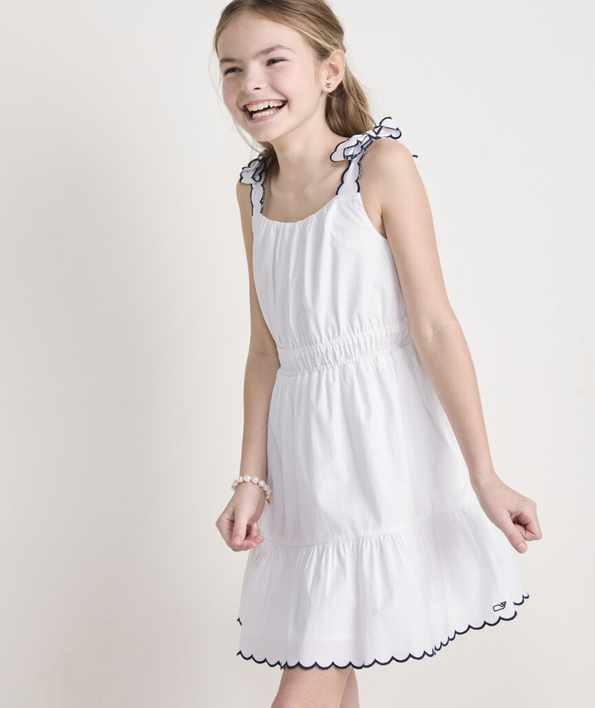 Vineyard Vines Girls' Poplin Scallop Dress