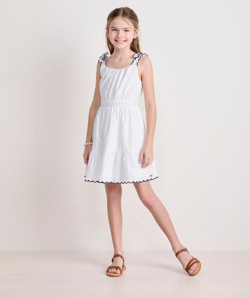 Vineyard Vines Girls' Poplin Scallop Dress