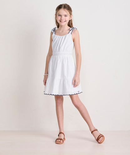 Vineyard Vines Girls' Poplin Scallop Dress