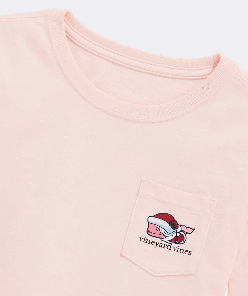 Vineyard Vines Girls' Mrs. Claus Character Whale Long-Sleeve Pocket Tee