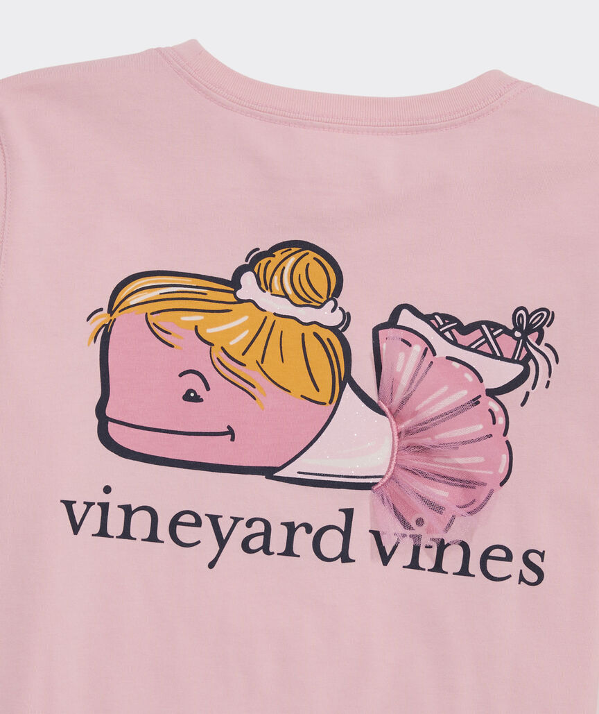 Vineyard Vines Girls' Ballerina Whale Long-Sleeve Pocket Tee