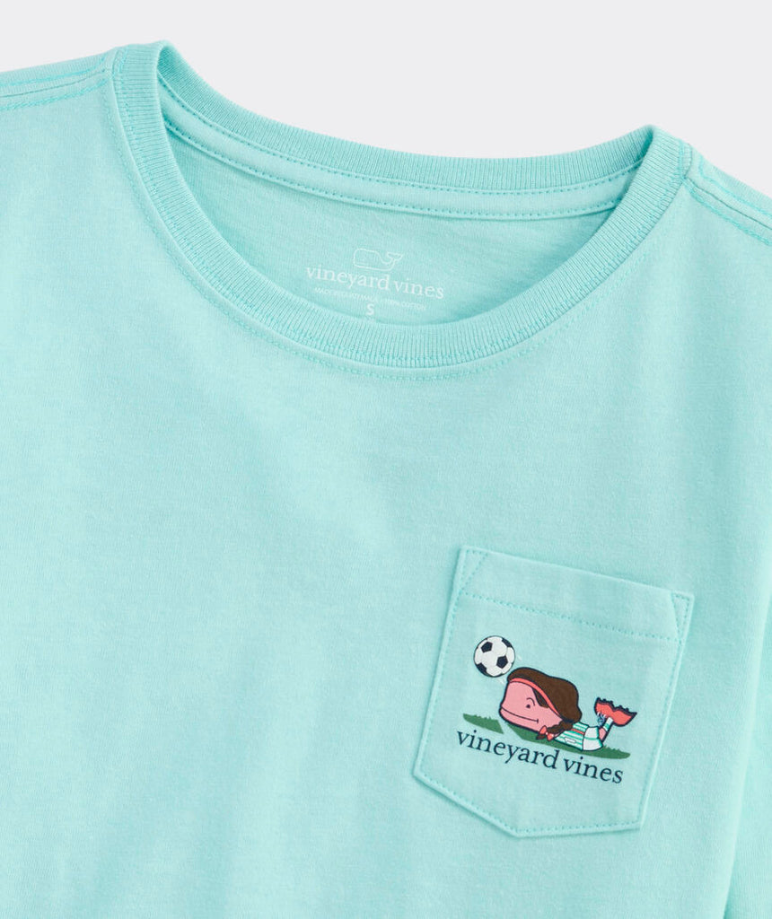 Vineyard Vines Girls' Soccer Whale Long-Sleeve Pocket Tee