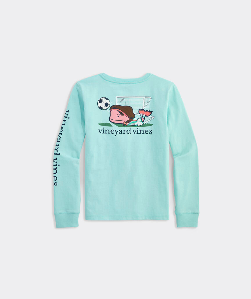 Vineyard Vines Girls' Soccer Whale Long-Sleeve Pocket Tee