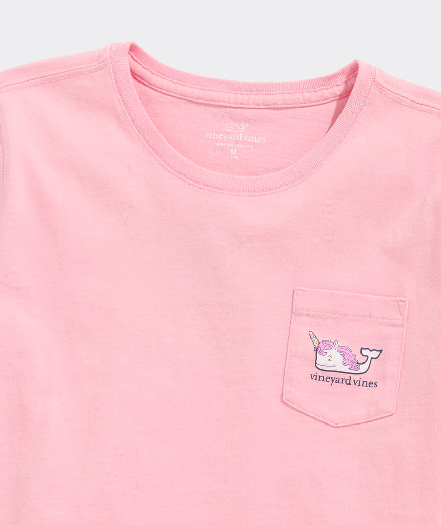 Vineyard Vines Girls' Glitter Unicorn Whale Short-Sleeve Pocket Tee