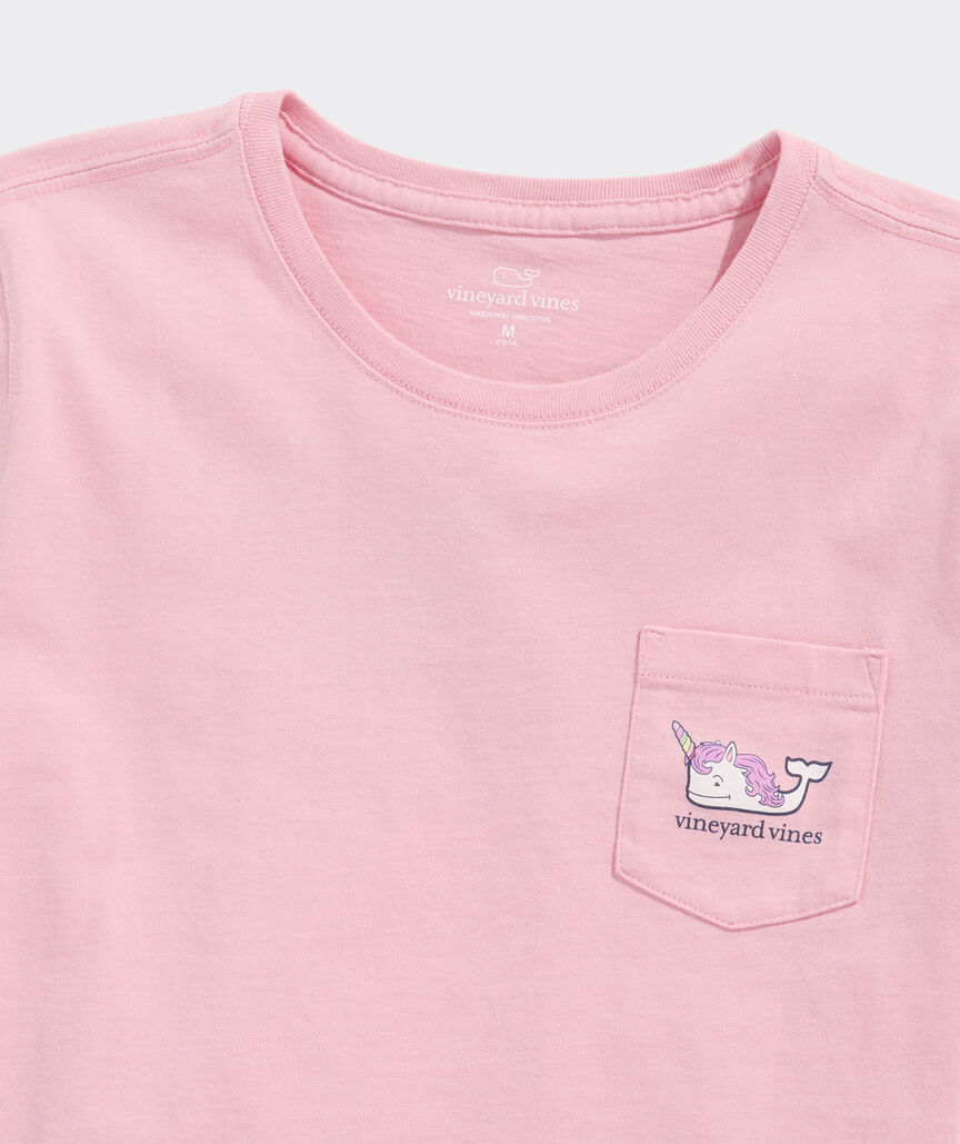 Vineyard Vines Girls' Glitter Unicorn Whale Short-Sleeve Pocket Tee