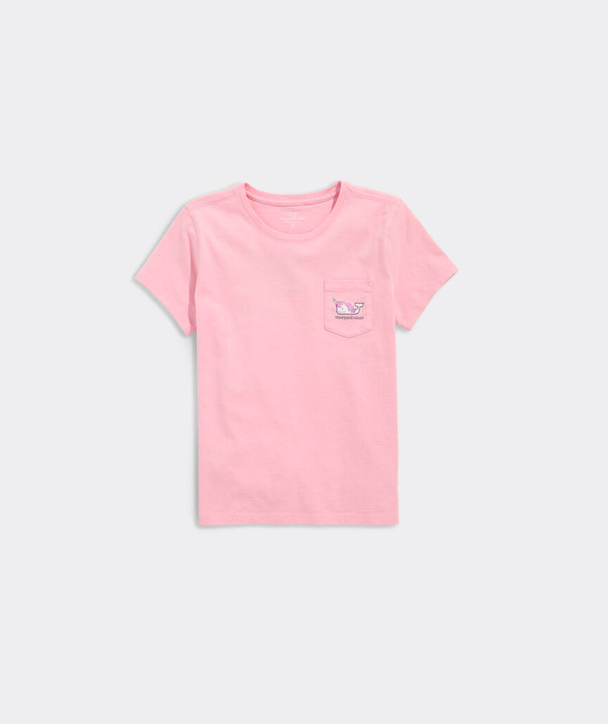 Vineyard Vines Girls' Glitter Unicorn Whale Short-Sleeve Pocket Tee