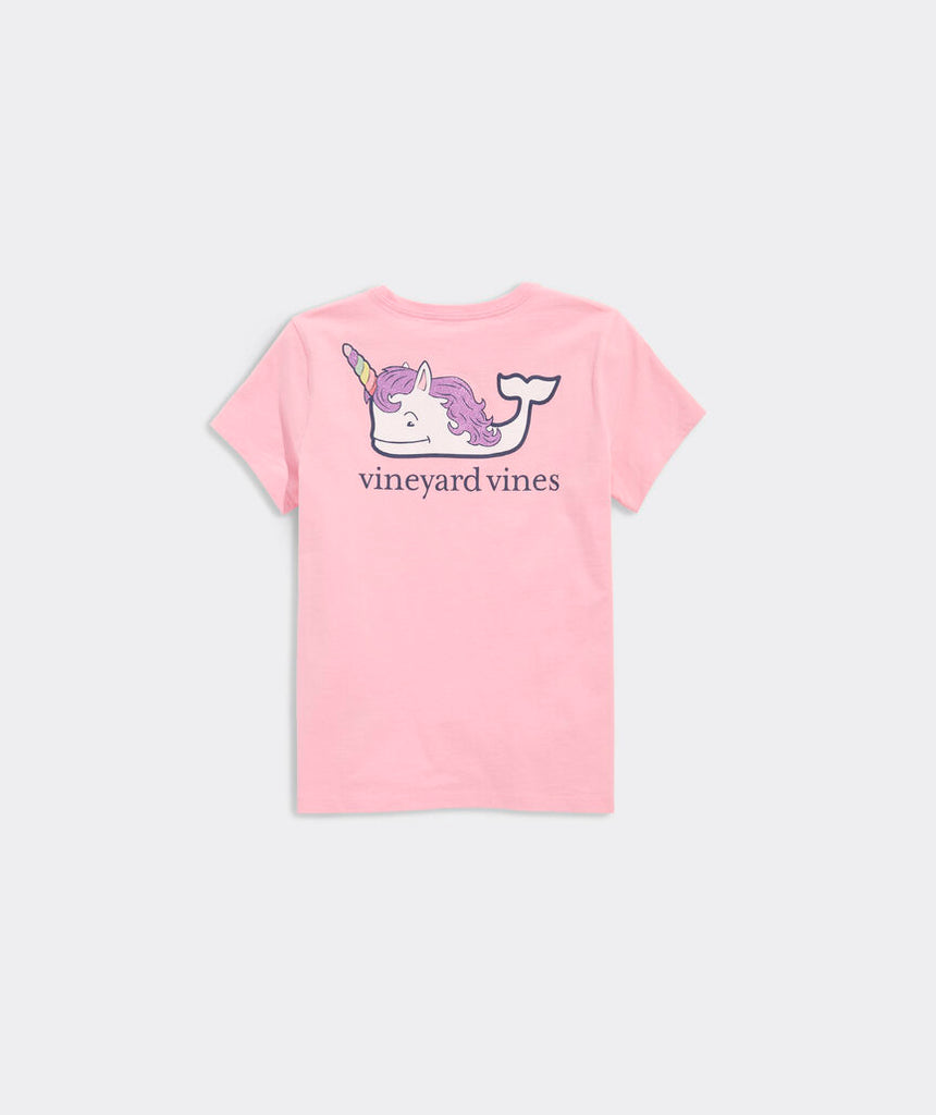 Vineyard Vines Girls' Glitter Unicorn Whale Short-Sleeve Pocket Tee