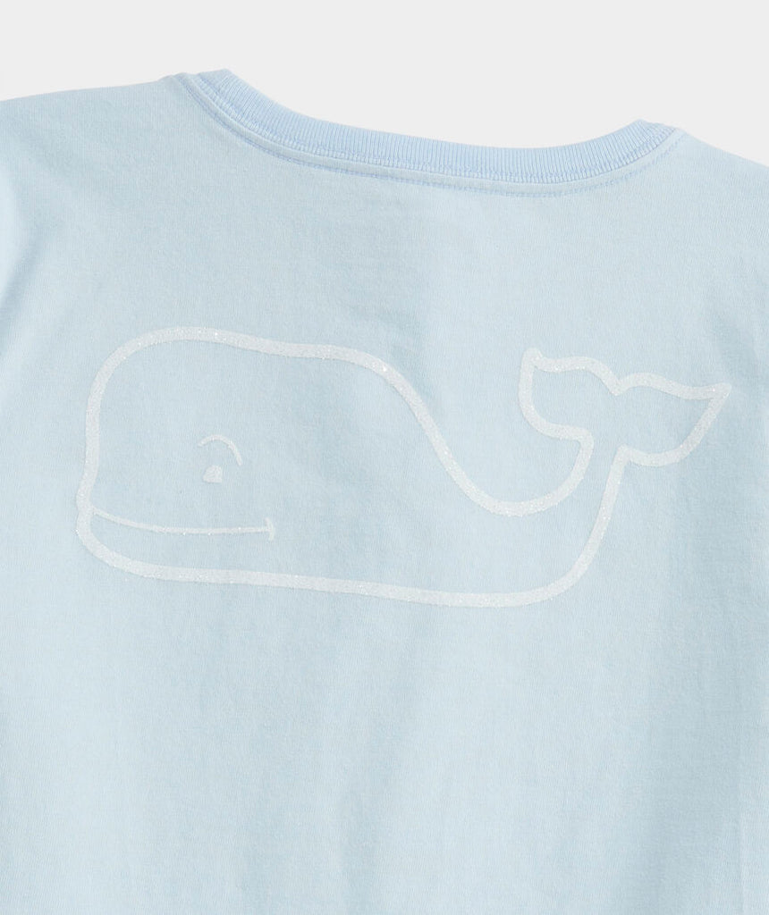 Vineyard Vines Girls' Glitter Whale Short-Sleeve Pocket Tee