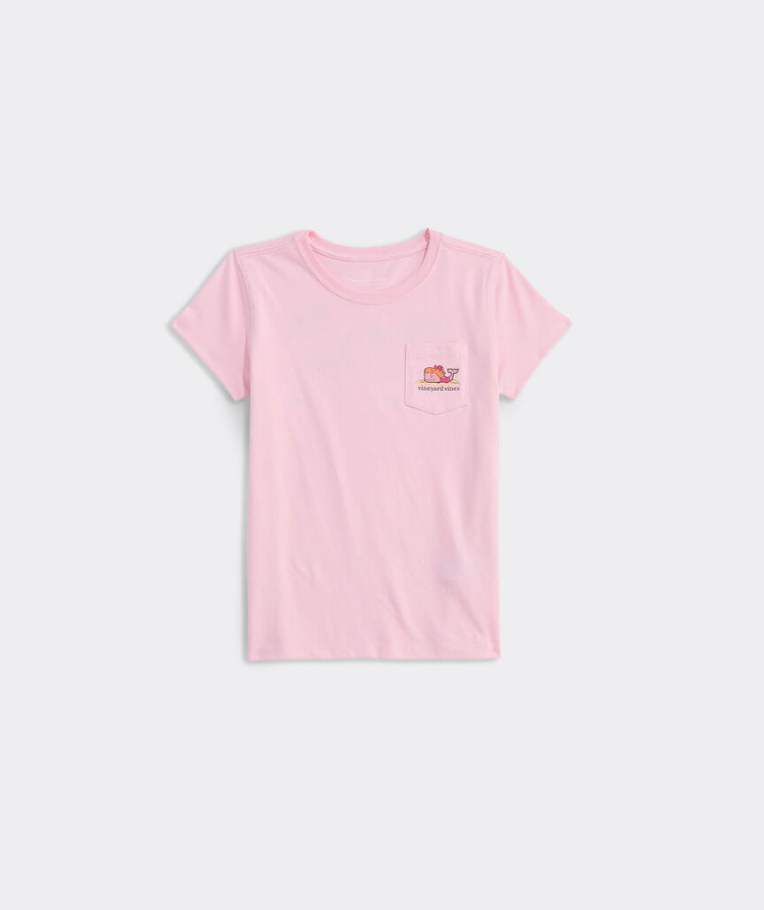 Vineyard Vines Girls’ Glitter Sandcastle Whale Short-Sleeve Pocket Tee