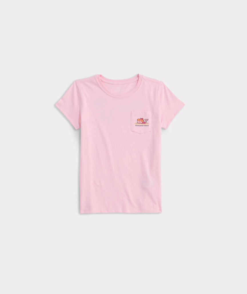 Vineyard Vines Girls’ Glitter Sandcastle Whale Short-Sleeve Pocket Tee