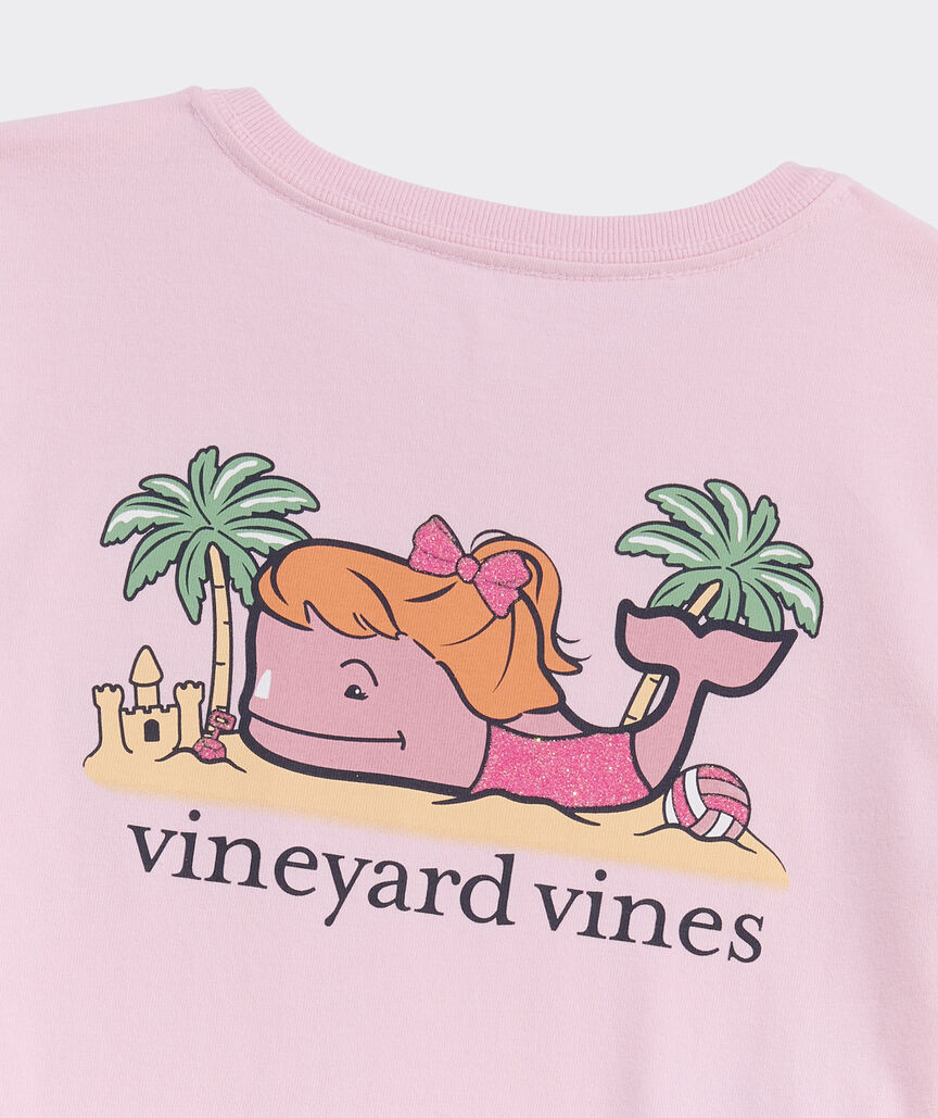 Vineyard Vines Girls’ Glitter Sandcastle Whale Short-Sleeve Pocket Tee