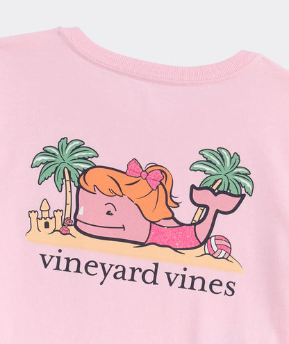 Vineyard Vines Girls’ Glitter Sandcastle Whale Short-Sleeve Pocket Tee