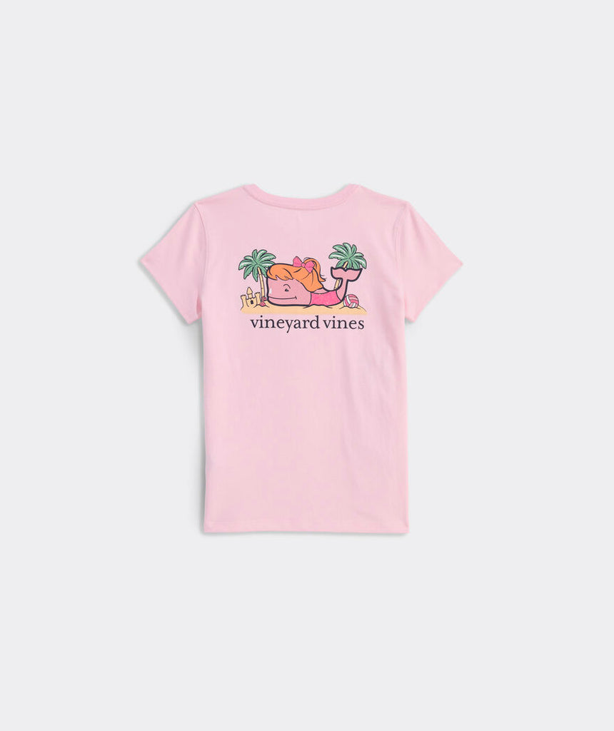 Vineyard Vines Girls’ Glitter Sandcastle Whale Short-Sleeve Pocket Tee