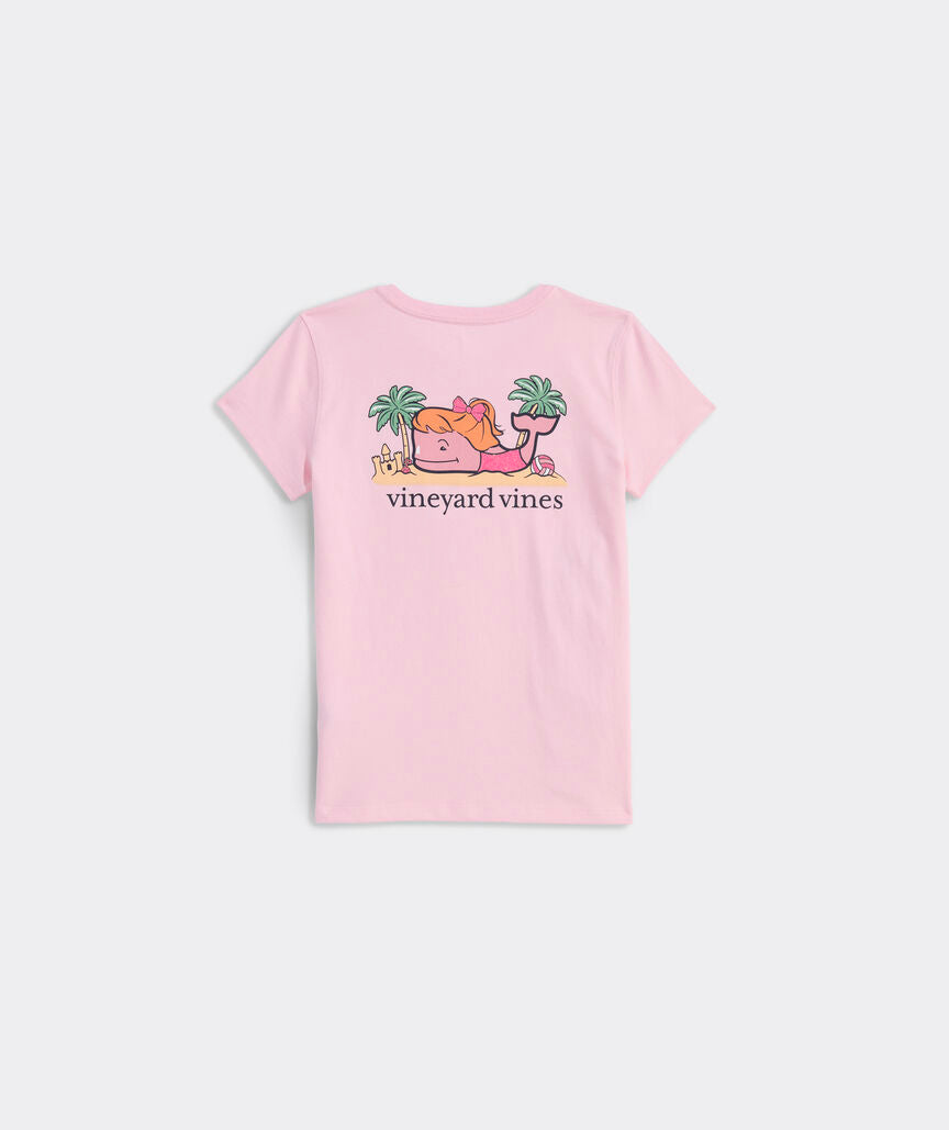 Vineyard Vines Girls’ Glitter Sandcastle Whale Short-Sleeve Pocket Tee