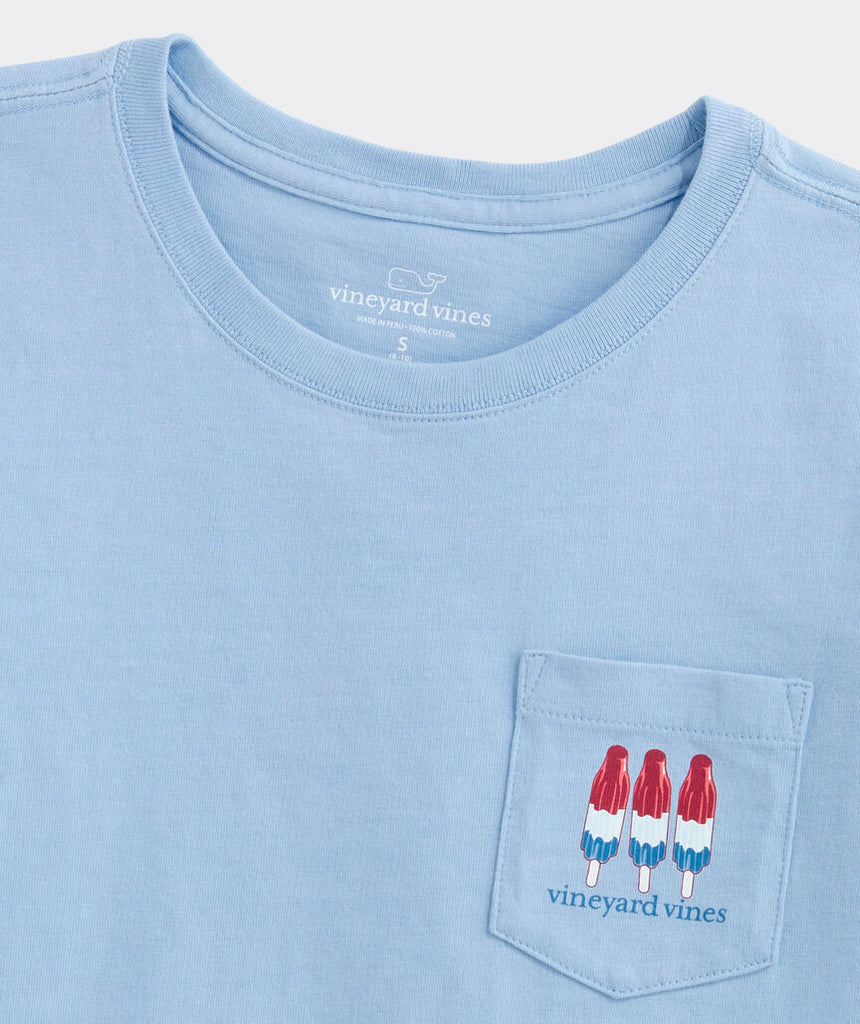 Vineyard Vines Girls' Glitter Popsicle Flag Short-Sleeve Pocket Tee