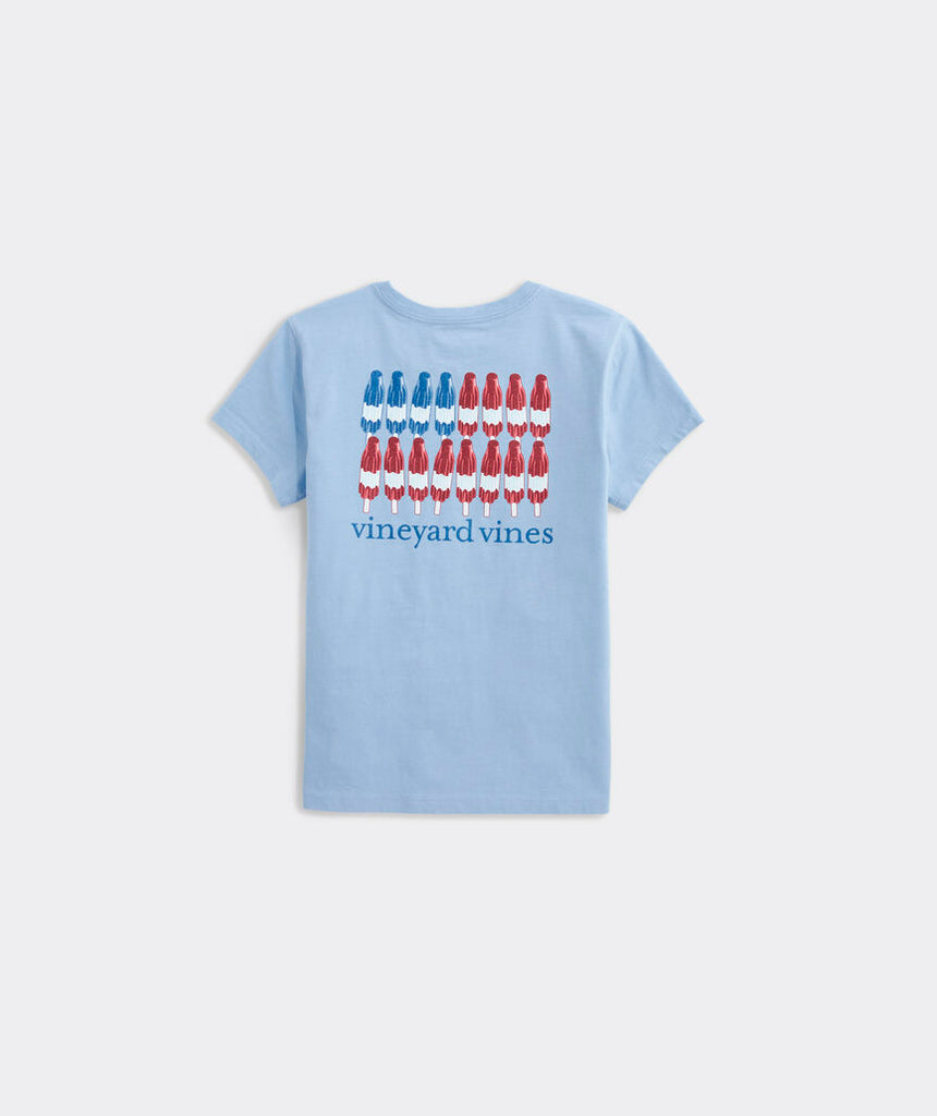 Vineyard Vines Girls' Glitter Popsicle Flag Short-Sleeve Pocket Tee