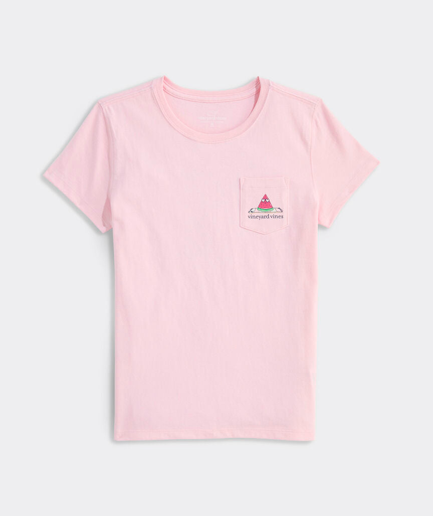 Vineyard Vines Girls' Glitter Seeds The Day Short-Sleeve Pocket Tee