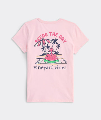 Vineyard Vines Girls' Glitter Seeds The Day Short-Sleeve Pocket Tee