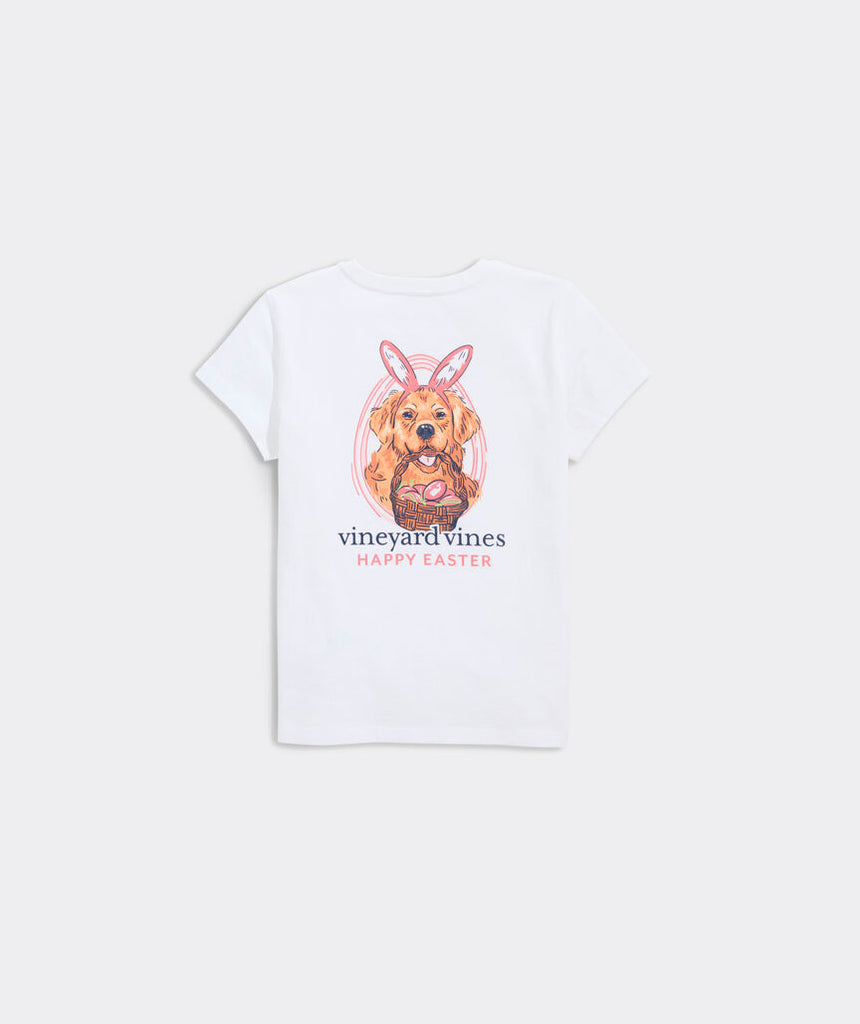 Vineyard Vines Girls' Easter Dog Short-Sleeve Pocket Tee