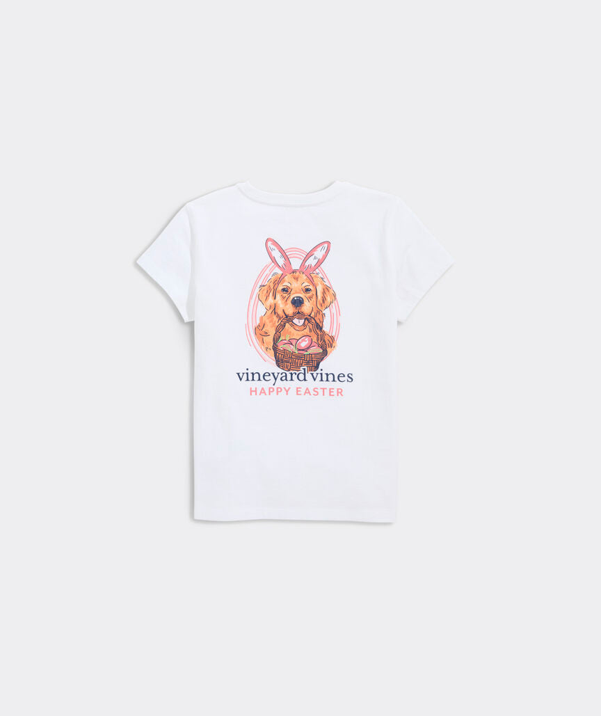 Vineyard Vines Girls' Easter Dog Short-Sleeve Pocket Tee