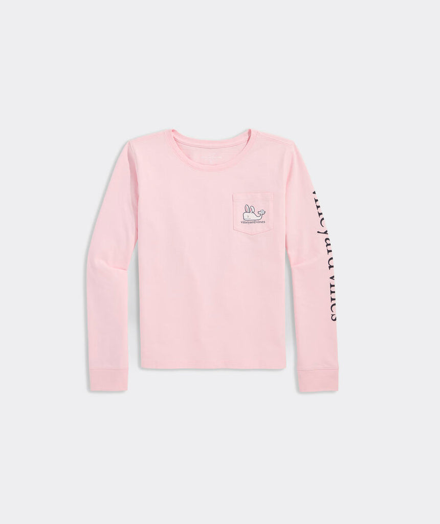 Vineyard Vines Girls' Fuzzy Easter Bunny Whale Long-Sleeve Pocket Tee