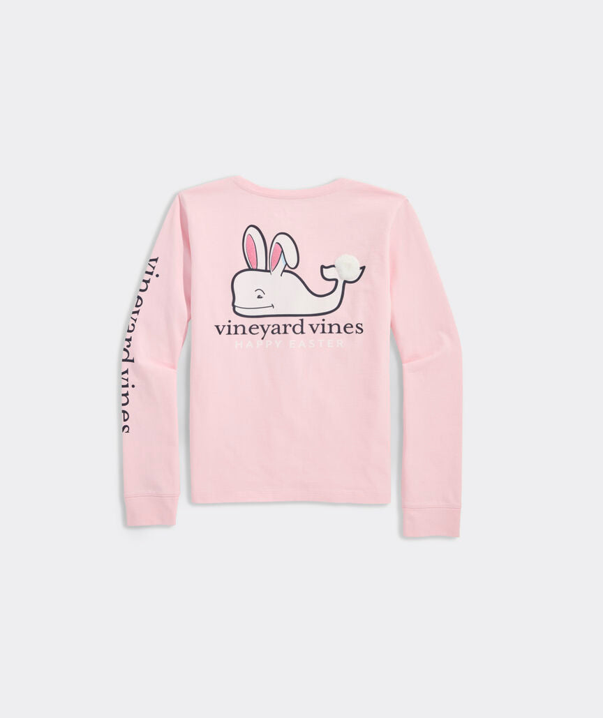 Vineyard Vines Girls' Fuzzy Easter Bunny Whale Long-Sleeve Pocket Tee
