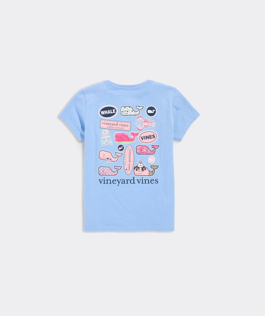 Vineyard Vines Girls' Whale Stickers Short-Sleeve Pocket Tee