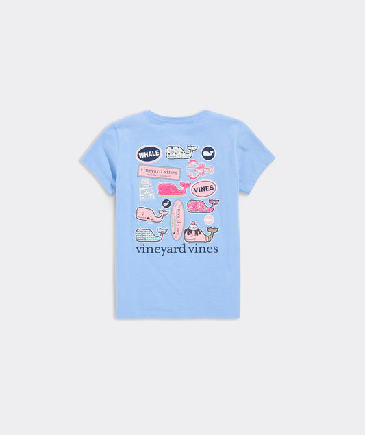 Vineyard Vines Girls' Whale Stickers Short-Sleeve Pocket Tee