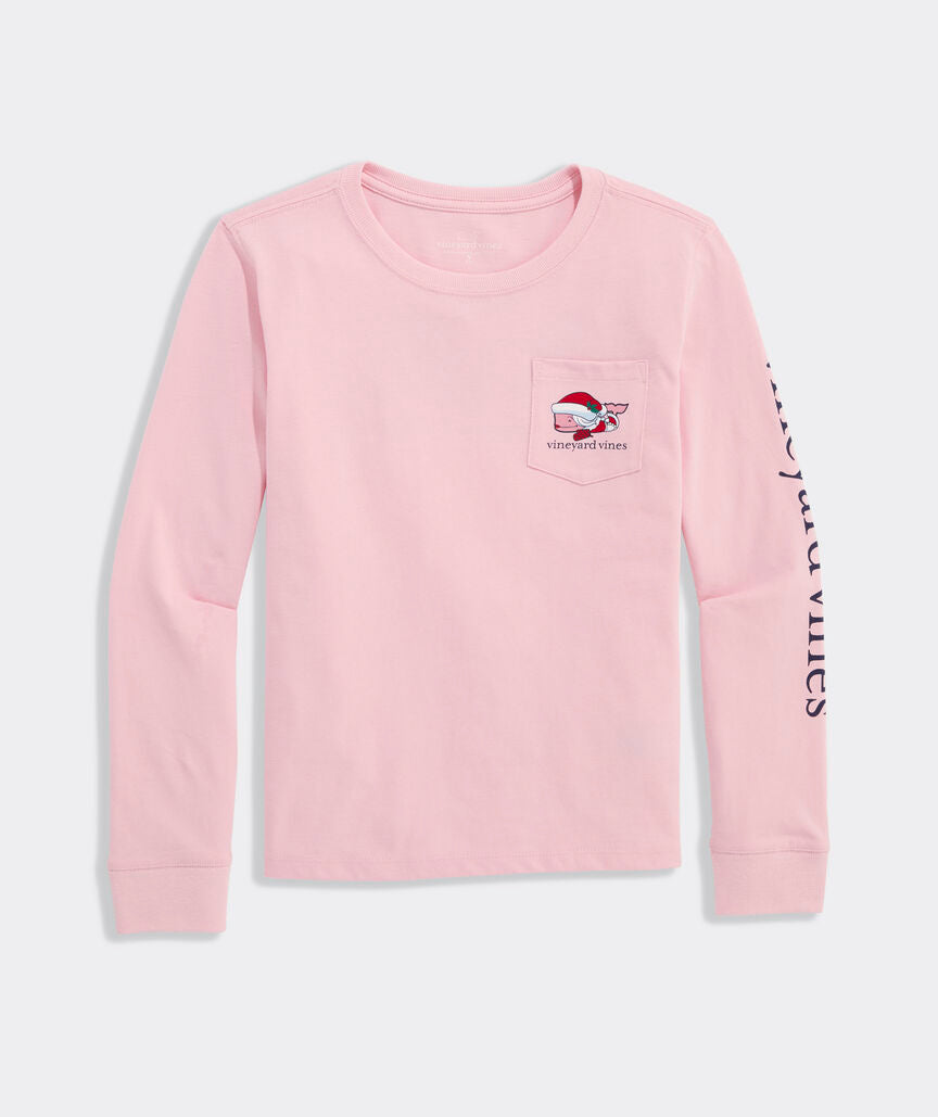 Vineyard Vines Girls' Mrs. Claus Whale Long-Sleeve Pocket Tee