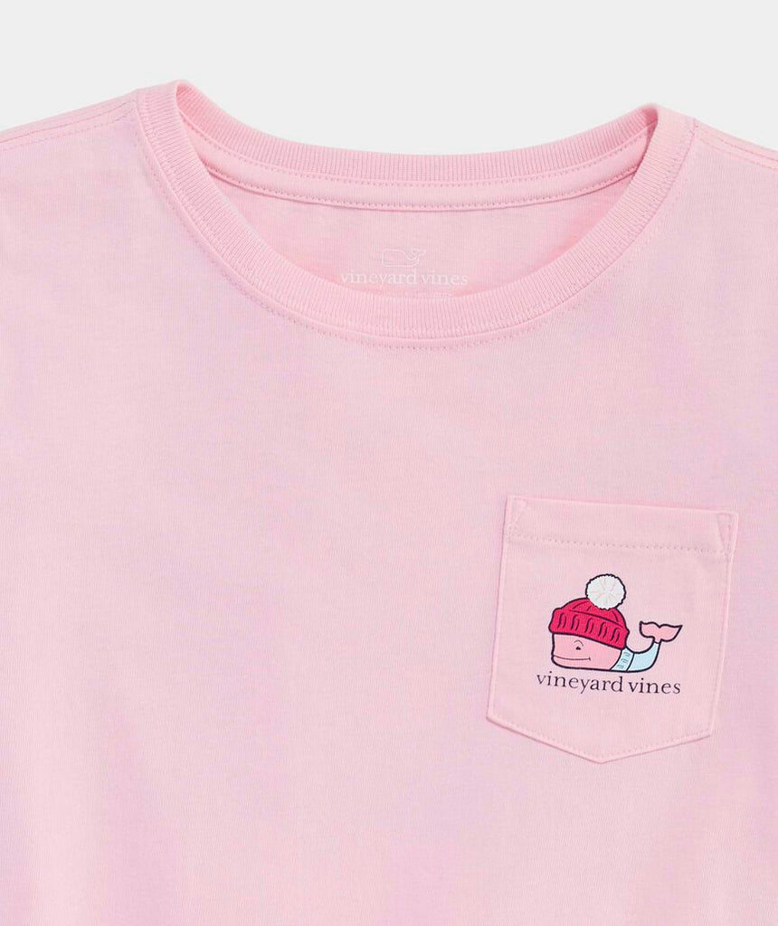 Vineyard Vines Girls' Après Ski Glitter Whale Long-Sleeve Pocket Tee