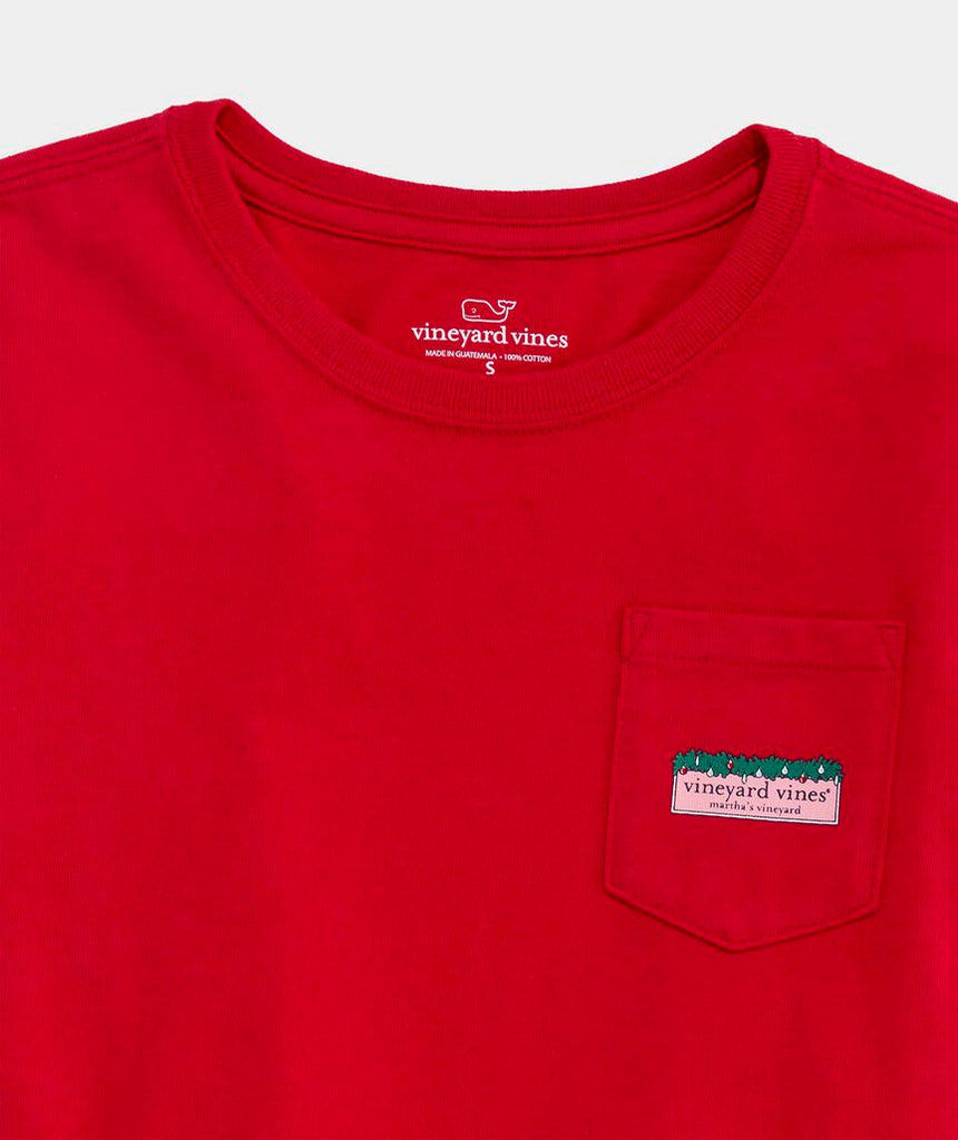 Vineyard Vines Girls' Logo Box Stockings Long-Sleeve Pocket Tee