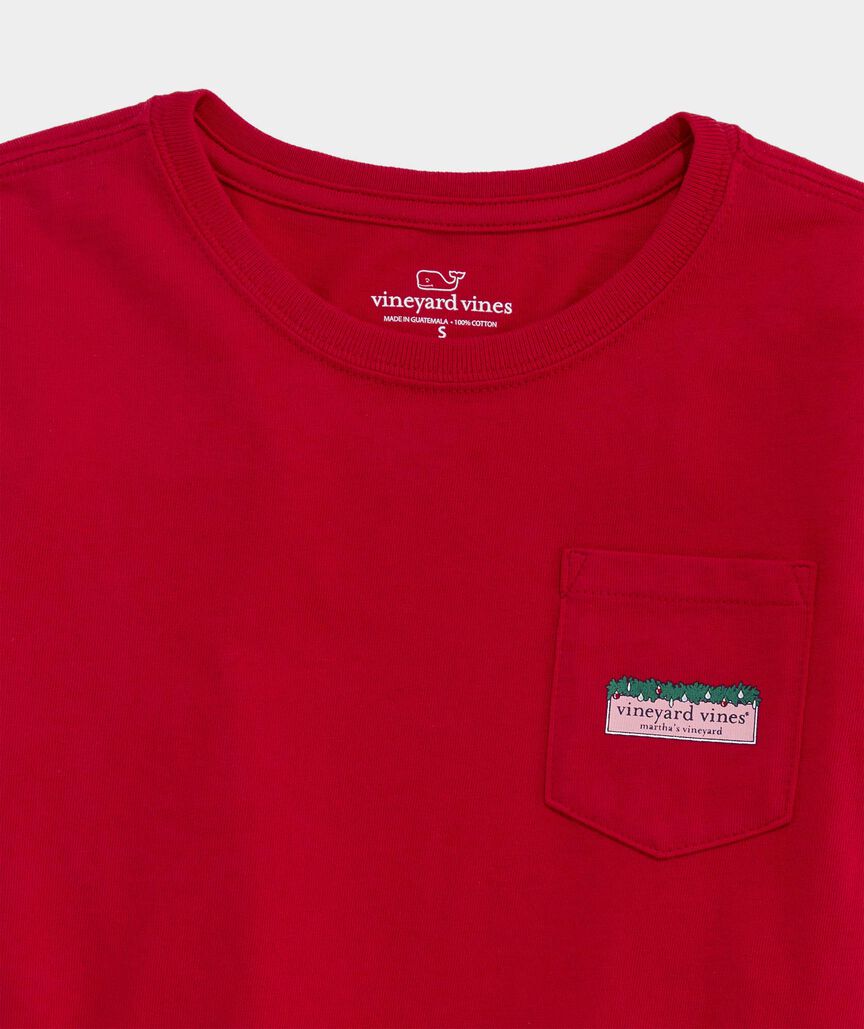 Vineyard Vines Girls' Logo Box Stockings Long-Sleeve Pocket Tee